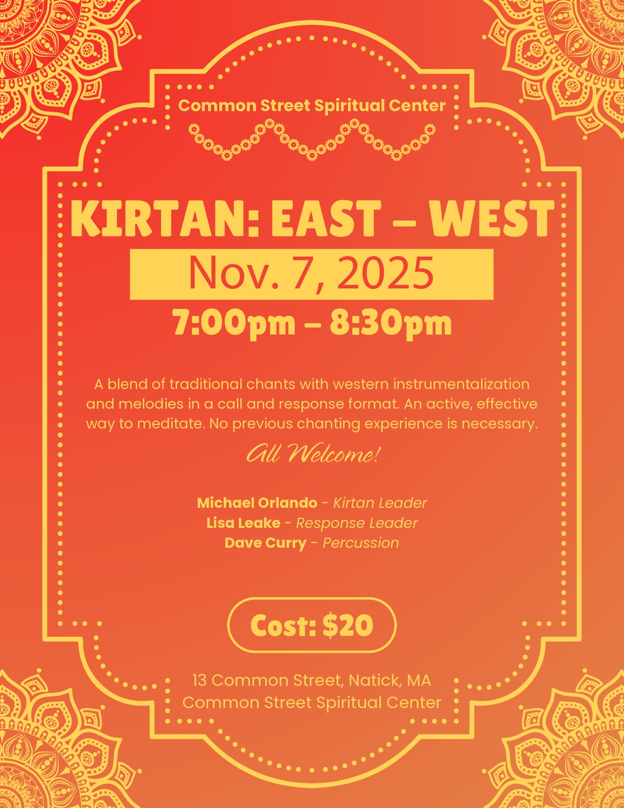 Kirtan Event - November 7, 2025